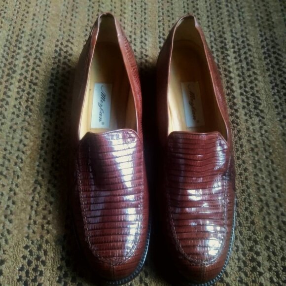 Mezlan Brown Genuine Lizard Leather Loafers Men Size 11 Slip On Comfortable - Picture 5 of 15